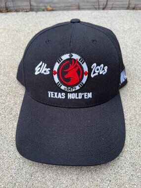 ELKS 2023 Texas Hold Em Final Table Snapback Hat Men's One Size Black #2477 Cap